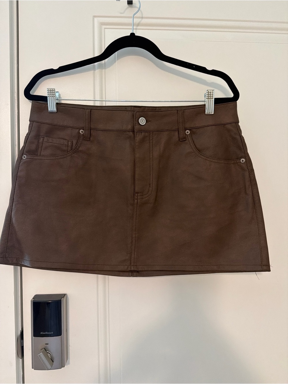 No Boundaries Brown Faux-Leather Mini Skirt